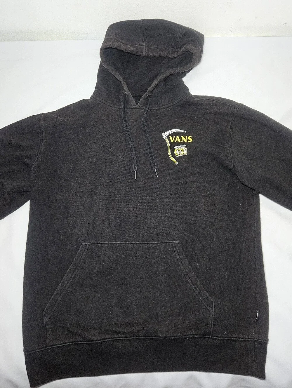 Vans Off The Wall Hoodie Mens Small Black Grim Reaper After Party Beer Graphic